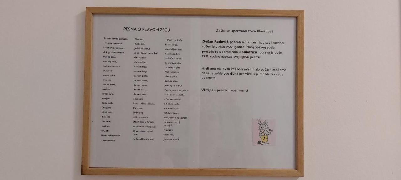 Plavi Zec Leilighet Subotica Eksteriør bilde